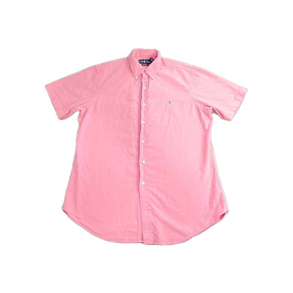 Polo Ralph Lauren Sz L Seersucker Shirt Mens Pink Striped Button Down C8-17